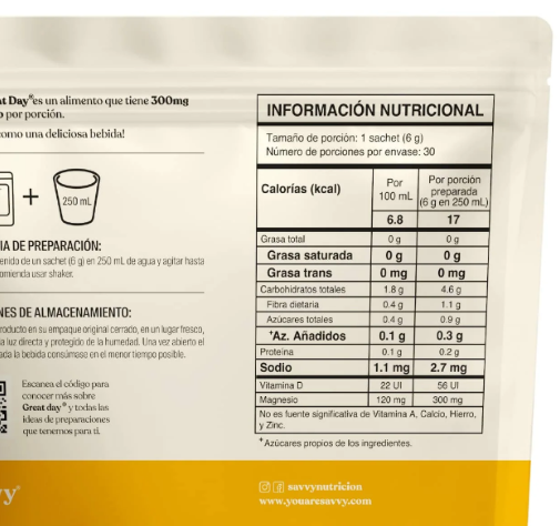 Citrato de magnesio | Great Day lemon gingerine 180g Savvy - Imagen 2