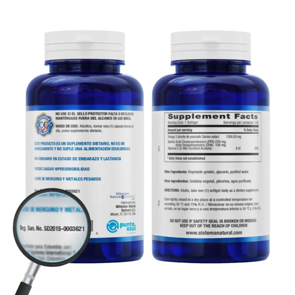 Omega 3 EPA + DHA 1300 mg x 100 Softgels Natural Systems - Imagen 2