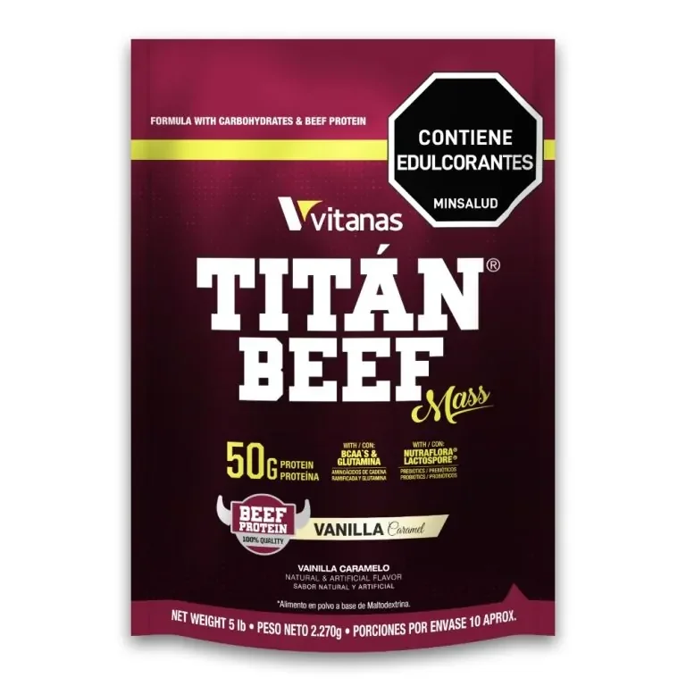 Titan Beef Mass 5 libras – Vainilla Caramelo Vitanas