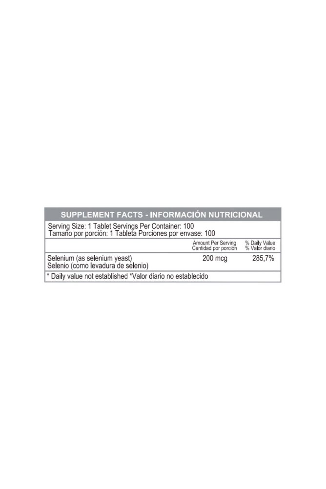 SELENIUM 200MCG 100 TABLETS (SELENIUM YEAST) Healthy America - Imagen 2