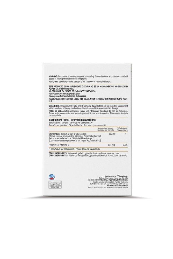 NEURO SERINE ELITE 30 SOFTGELS (PHOSPHATIDYLSERINE 100MG) Healthy America - Imagen 2