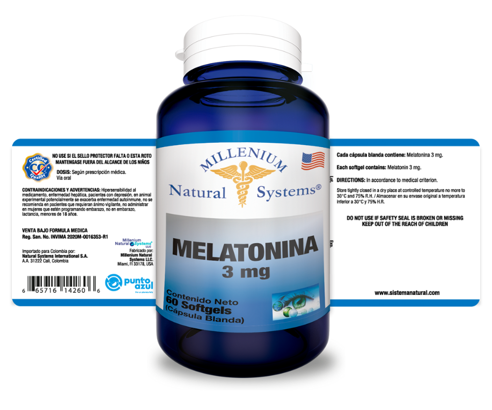 Melatonina 3 mg x 60 Softgels Natural Systems - Imagen 2