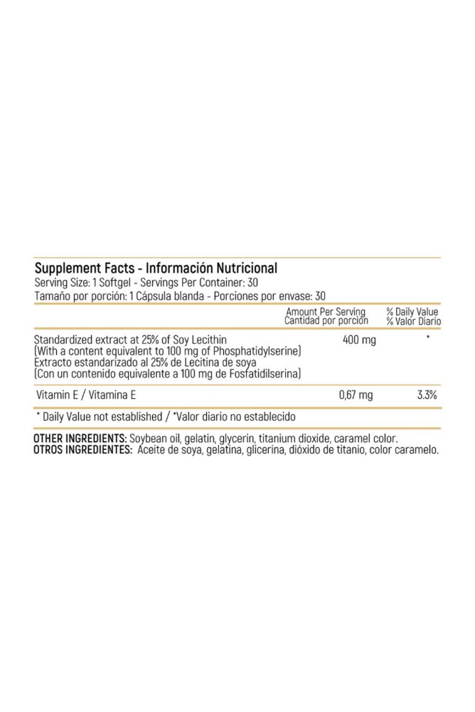 NEURO SERINE ELITE 30 SOFTGELS (PHOSPHATIDYLSERINE 100MG) Healthy America - Imagen 3