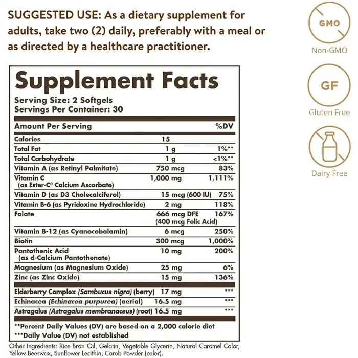 Ester-C Plus 500 mg 100 Capsules Solgar - Imagen 2