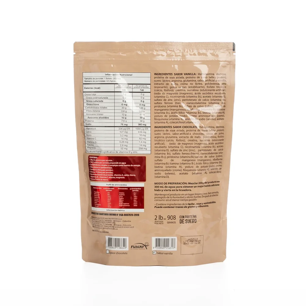 Whey Protein Hardcore chocolate 2 lb FUNAT - Imagen 2