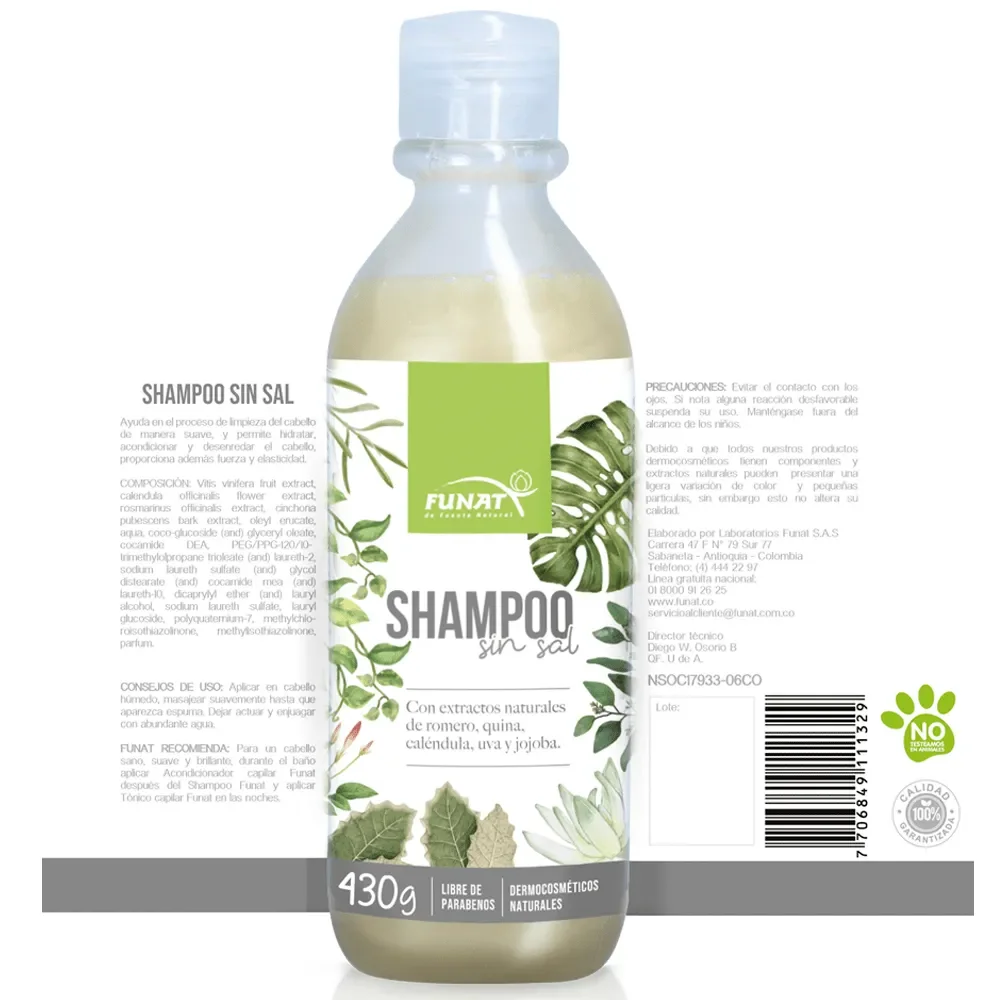 Shampoo tradicional de romero sin sal 430 g FUNAT - Imagen 2