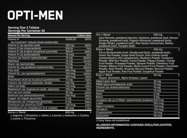 Opti-Men 150 tabs OPTIMUM NUTRITION - Imagen 2