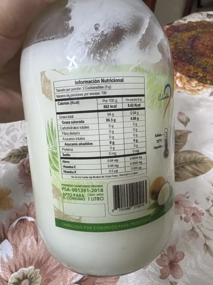 Aceite de Coco 1Litro PRODCOCO - Imagen 2