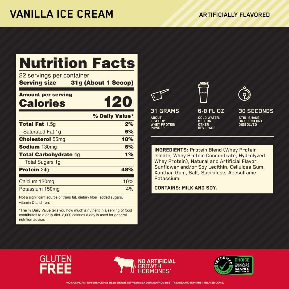 Gold Standard 100% Whey Protein 22 serv OPTIMUM NUTRITION - Imagen 2
