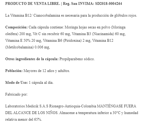 MORINGA 60 Capsules BOTANITAS - Imagen 2