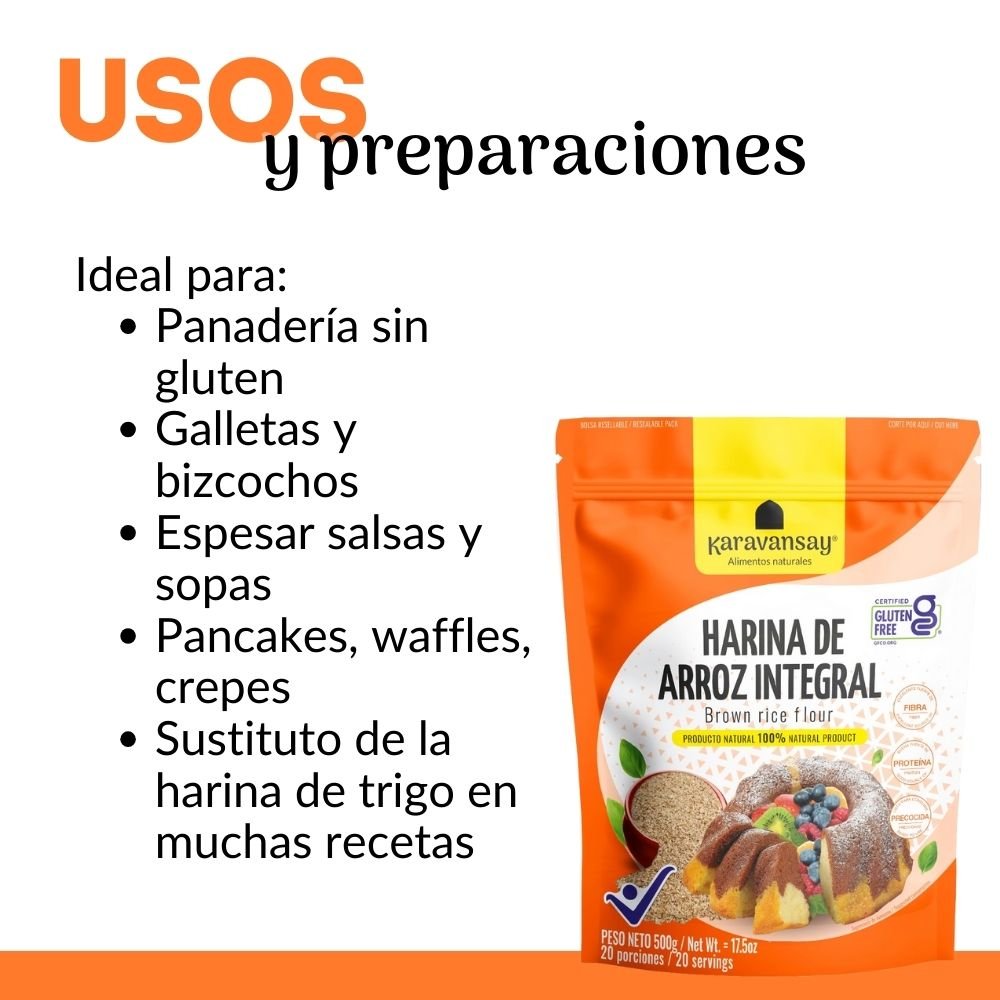 Harina de Arroz Integral 500g KARAVANSAY - Imagen 2