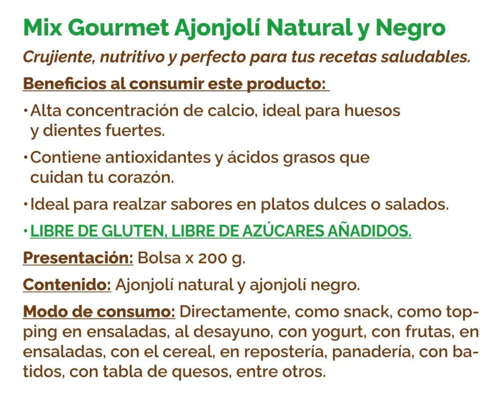 Mix Ajonjolí Gourmet 200g BEHAPPY - Imagen 2