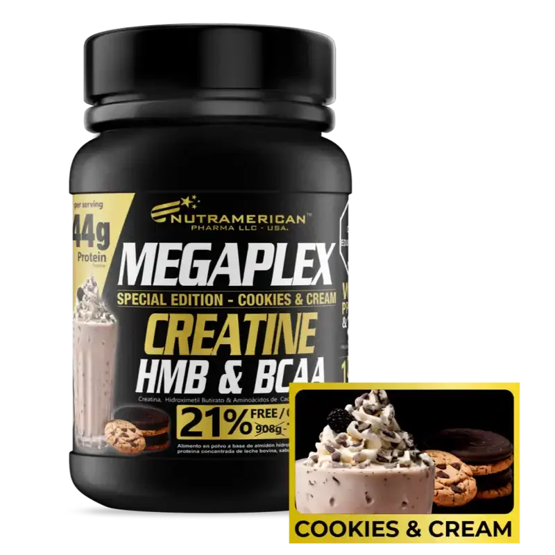 Megaplex Special Edition 2.4 lb – Proteína de suero de leche + Caseína + Creatina Monohidrato NUTRAMERICAN