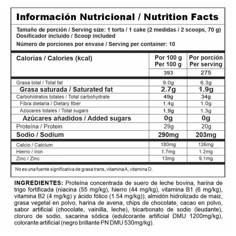 Protein Cake Chocolate - Torta Proteíca NUTRAMERICAN - Imagen 2