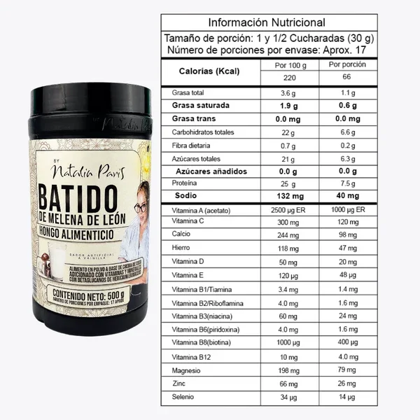 Batido Melena de León 500 g NATALIA PARIS - Imagen 2