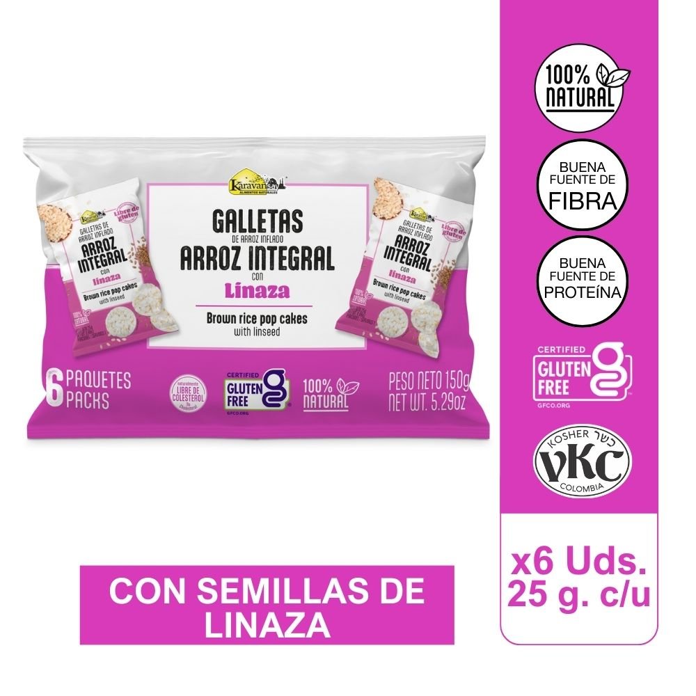 Galletas de Arroz inflado con Linaza SIXPACK KARAVANSAY