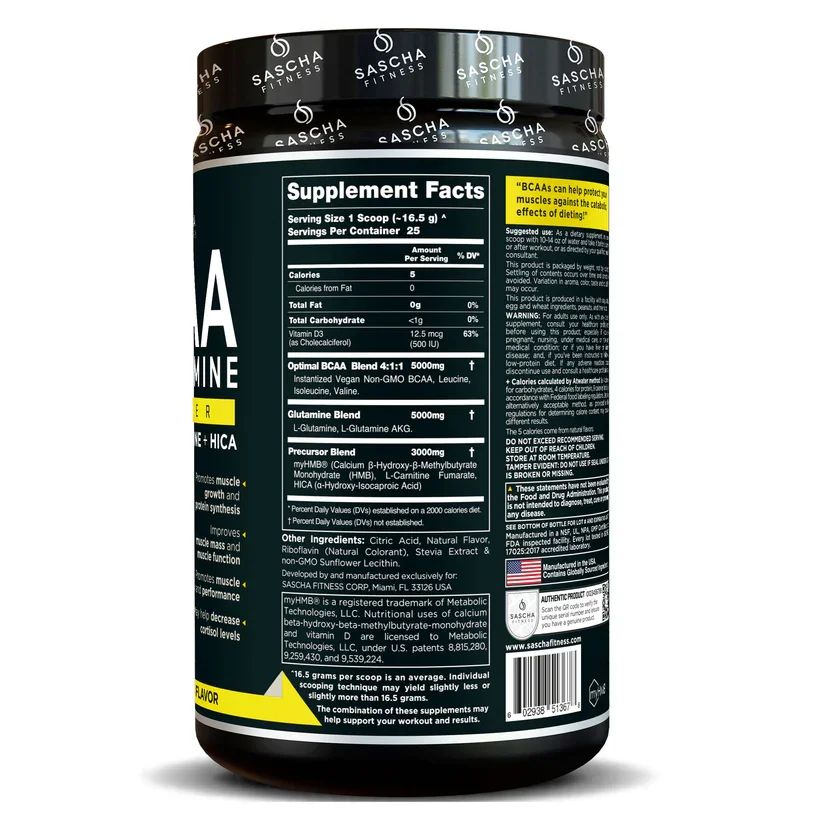 BCAA Natural PINEAPPLE 350g SASCHA - Imagen 2