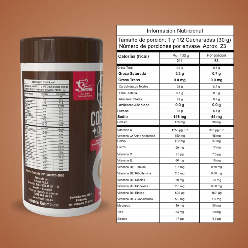 Bebida con Colágeno Hidrolizado sabor Café - 700g VITALIAH - Imagen 2