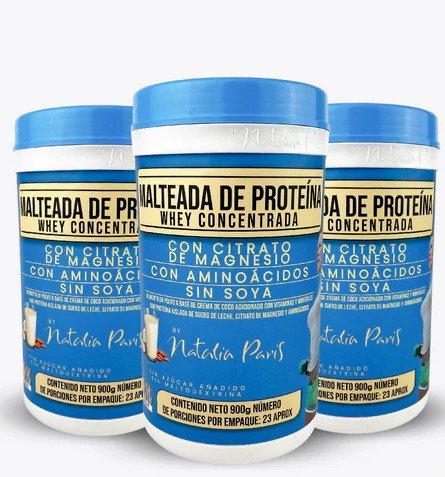 Malteada de Proteína Whey Concentrada 900 g COMBO x3 NATALIA PARIS