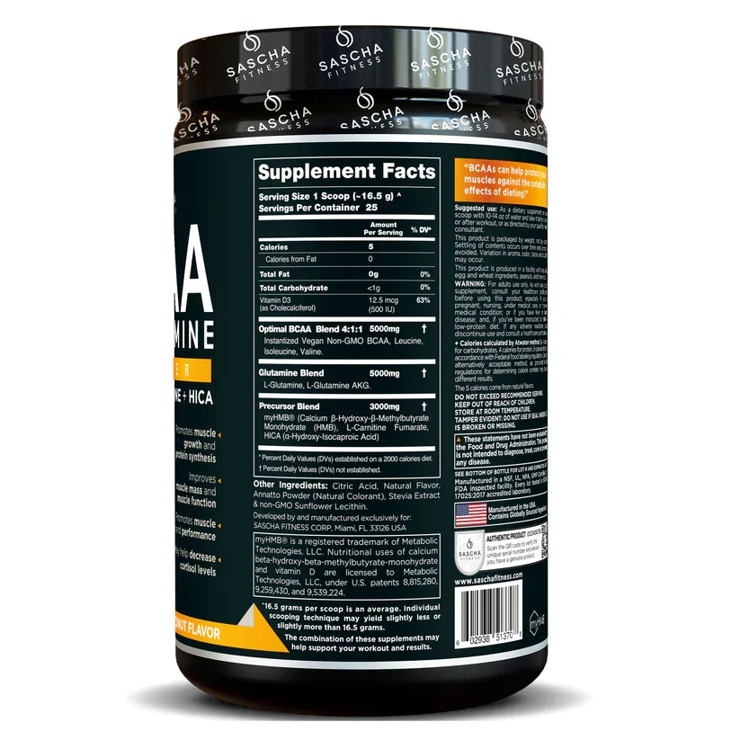 BCAA Natural MANGO COCO 350g SASCHA - Imagen 2